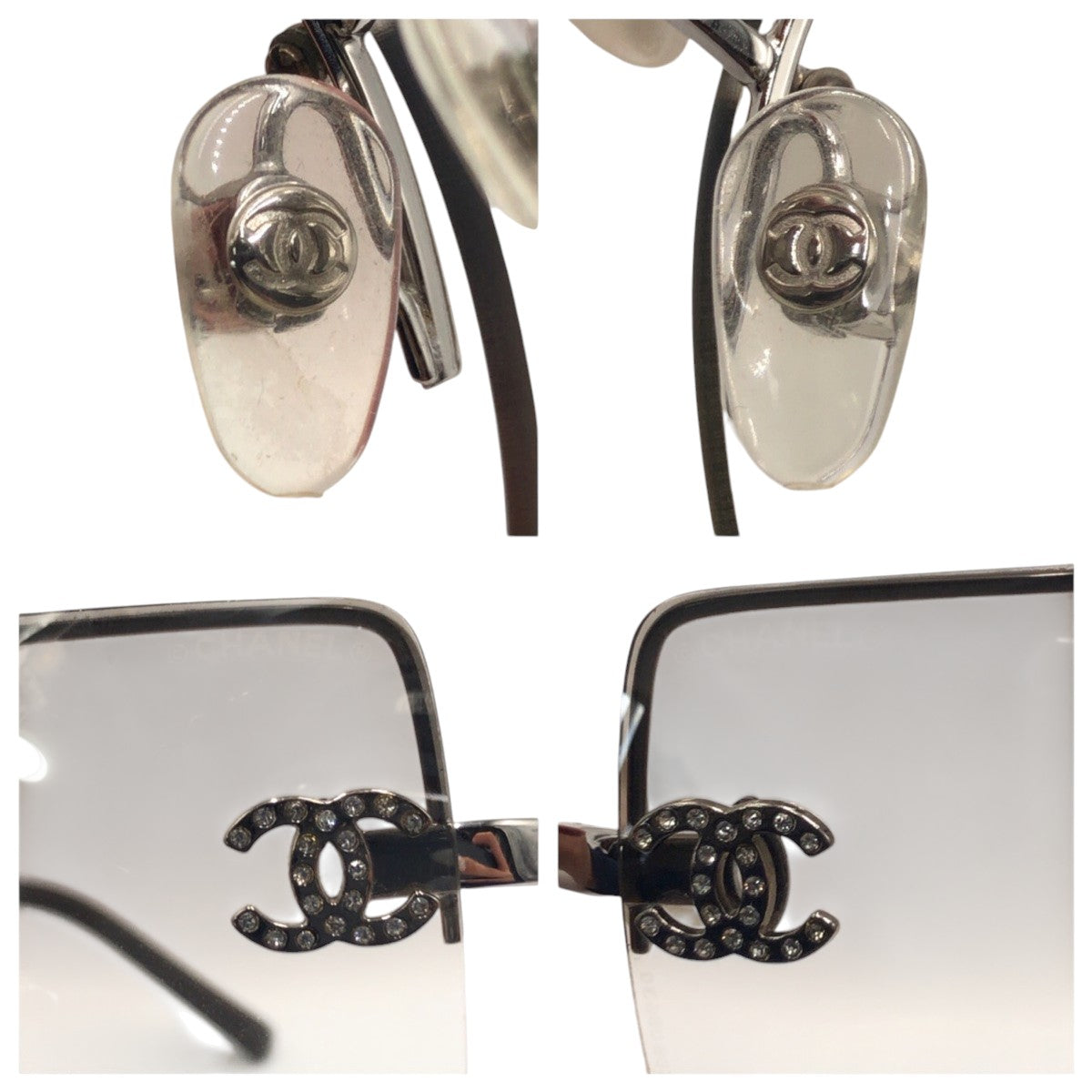 CHANEL シャネル ココマーク シルバー ブラウン メタル / ラインストーン 4092-B c.124/61 62□15 120 サングラス スクエア  レディース