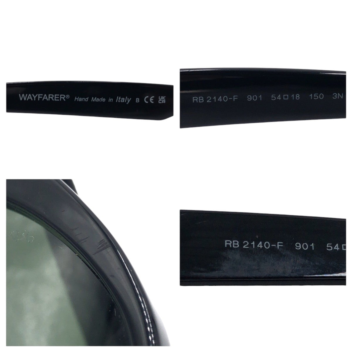 13586
Ray-Ban レイバン ウェイファーラー ブラック 黒 プラスチック RB2140-F 901 54□18 150 3N サングラス ウェリントン  メンズ