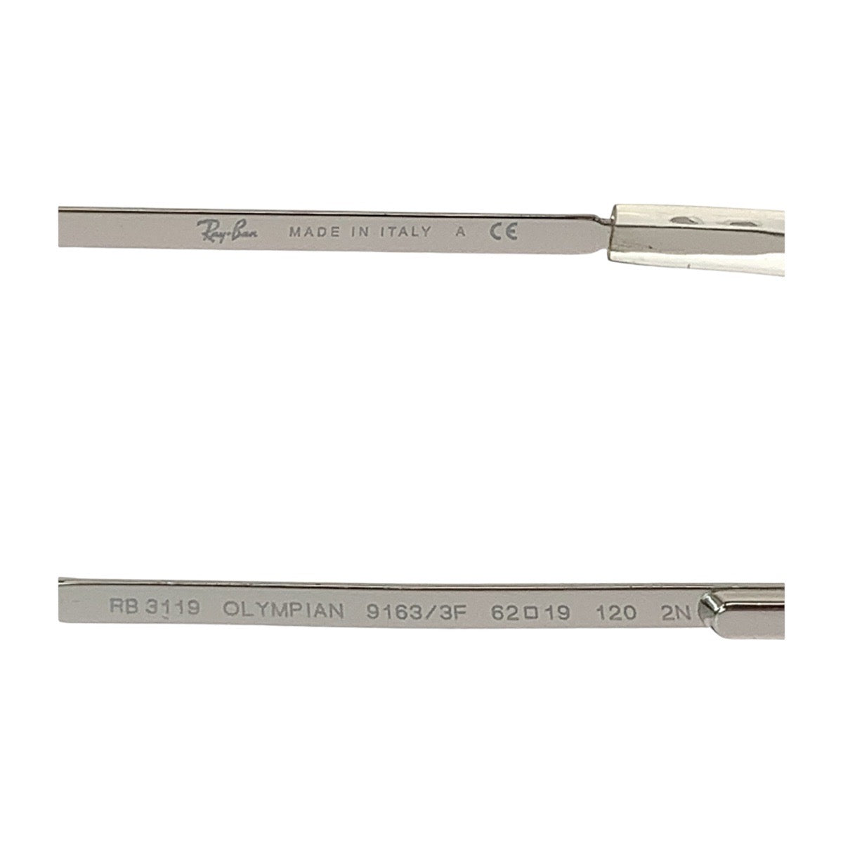 Ray-Ban Olympian Blue Silver Hardware Glass/Metal 9163/3F 62□19 120 2N Sunglasses Square Men's