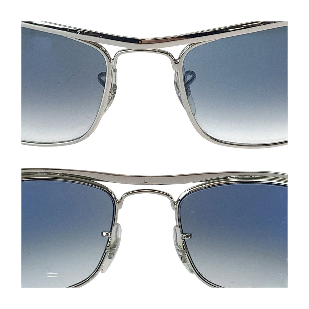 Ray-Ban Olympian Blue Silver Hardware Glass/Metal 9163/3F 62□19 120 2N Sunglasses Square Men's