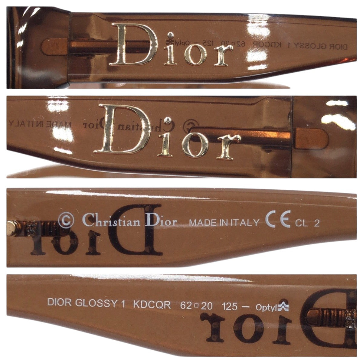 Dior ディオール DIOR GLOSSY ブラウン ゴールド プラスチック 1 KDCQR 6220 125 サングラス バタフライ  レディース