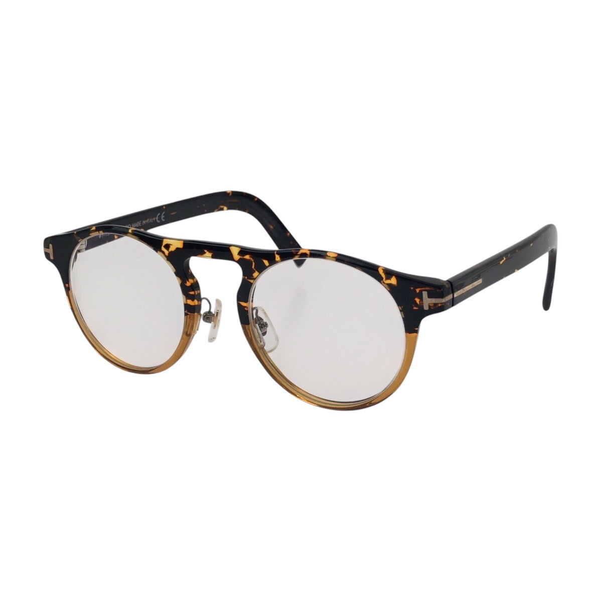 13589
TOM FORD トムフォード イエローハバナ クリアブラウン プラスチック TF5628 F-B 055 49□21 145 0 サングラス ラウンド  メンズ