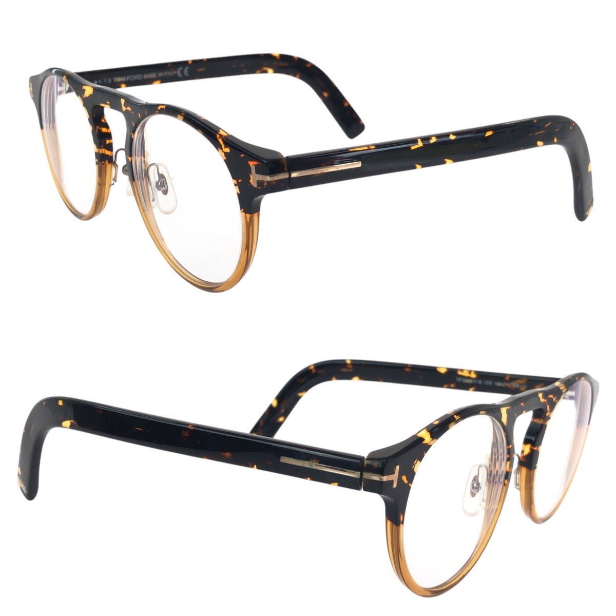 13589
TOM FORD トムフォード イエローハバナ クリアブラウン プラスチック TF5628 F-B 055 49□21 145 0 サングラス ラウンド  メンズ