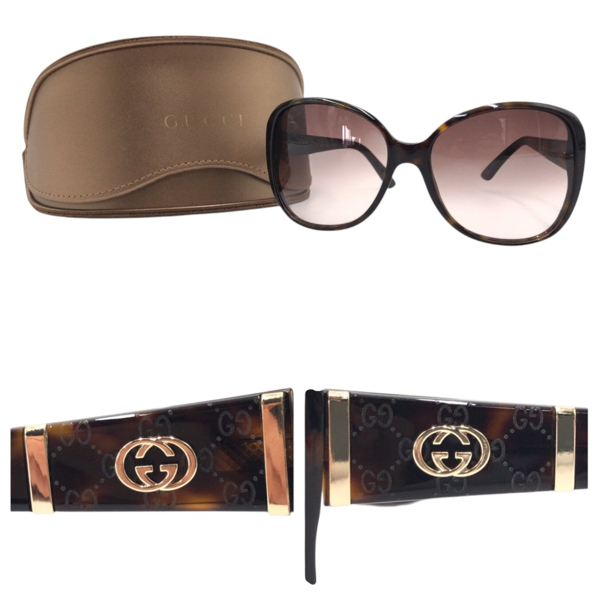 14146
GUCCI グッチ GGロゴ ブラウン プラスチック GG 3126/S 61□17 130 サングラス バタフライ  レディース ABP16