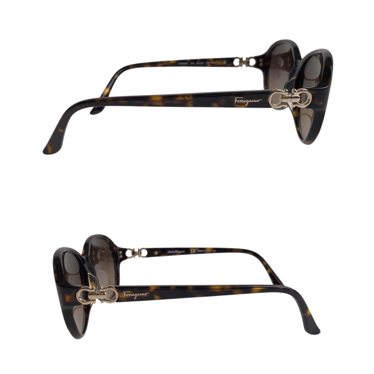 13590
Salvatore Ferragamo サルヴァトーレフェラガモ ガンチーニ 琥珀柄 ブラウン ゴールド金具 プラスチック SF804SA 214 5616 135 サングラス 男女兼用 オーバル  レディース