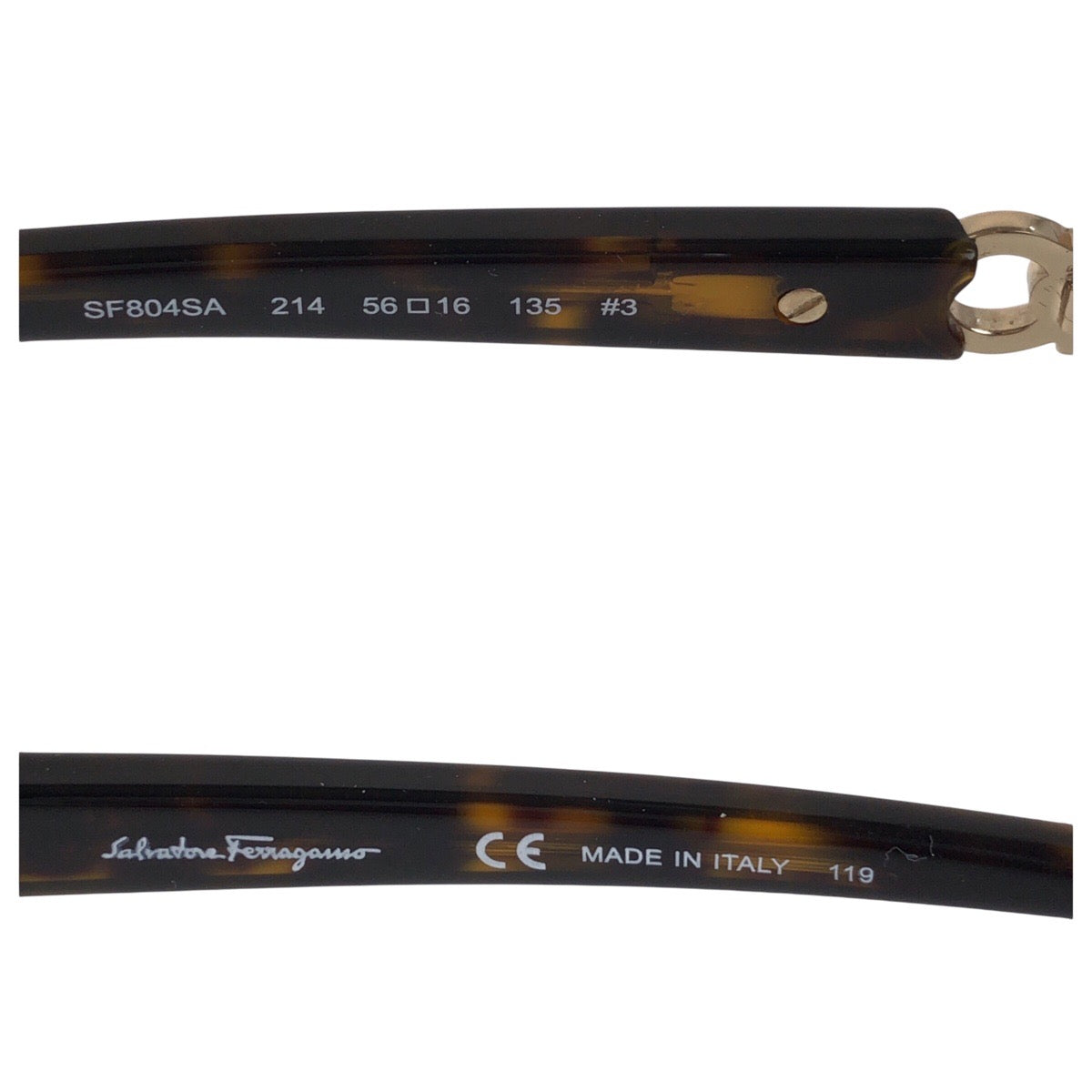 13590
Salvatore Ferragamo サルヴァトーレフェラガモ ガンチーニ 琥珀柄 ブラウン ゴールド金具 プラスチック SF804SA 214 5616 135 サングラス 男女兼用 オーバル  レディース