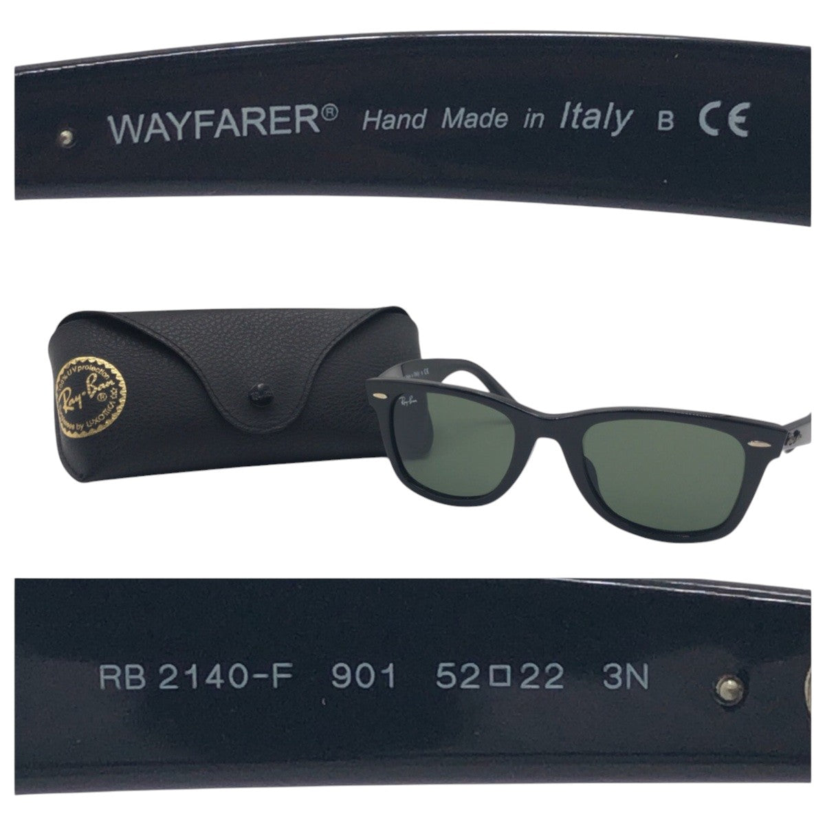 14147
Ray-Ban レイバン ウェイファーラー ブラック 黒 プラスチック RB2140-F 901 52◻︎22 3N サングラス ウェリントン  メンズ