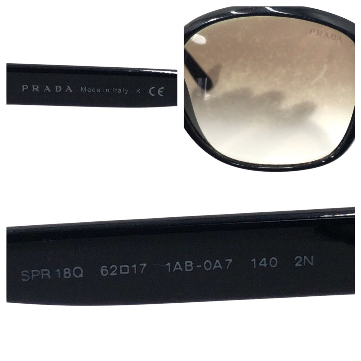 PRADA Prada Black Plastic SPR18Q 62◻︎17 1AB OA7 140 2N Sunglasses Unisex Butterfly Women's