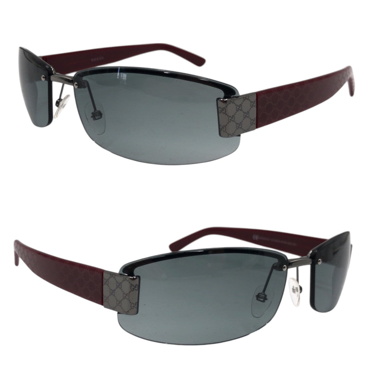 13593
GUCCI グッチ GG柄 ワインレッド ブラック 黒 シルバー プラスチック GG 1799/N/S RFYZR 60□15 125 サングラス スクエア  メンズ