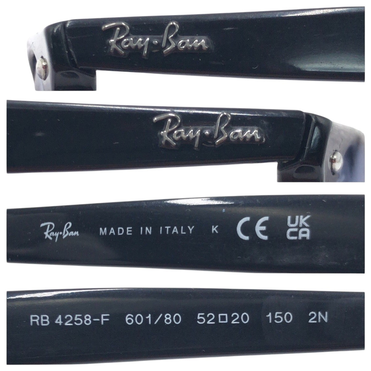 Ray-Ban Ray-Ban Black Blue Plastic RB4258-F 601/80 52□20 150 2N Sunglasses Wellington Men's