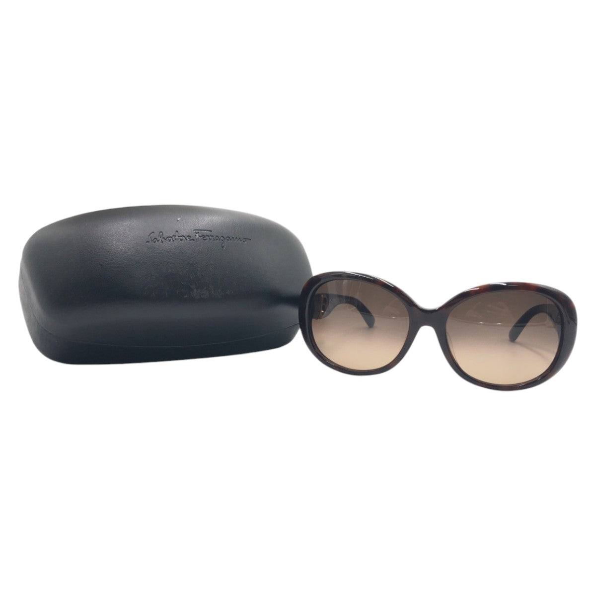 Salvatore Ferragamo Gancini Brown Gold Plastic SF734 SA 212 135 Sunglasses Butterfly Women