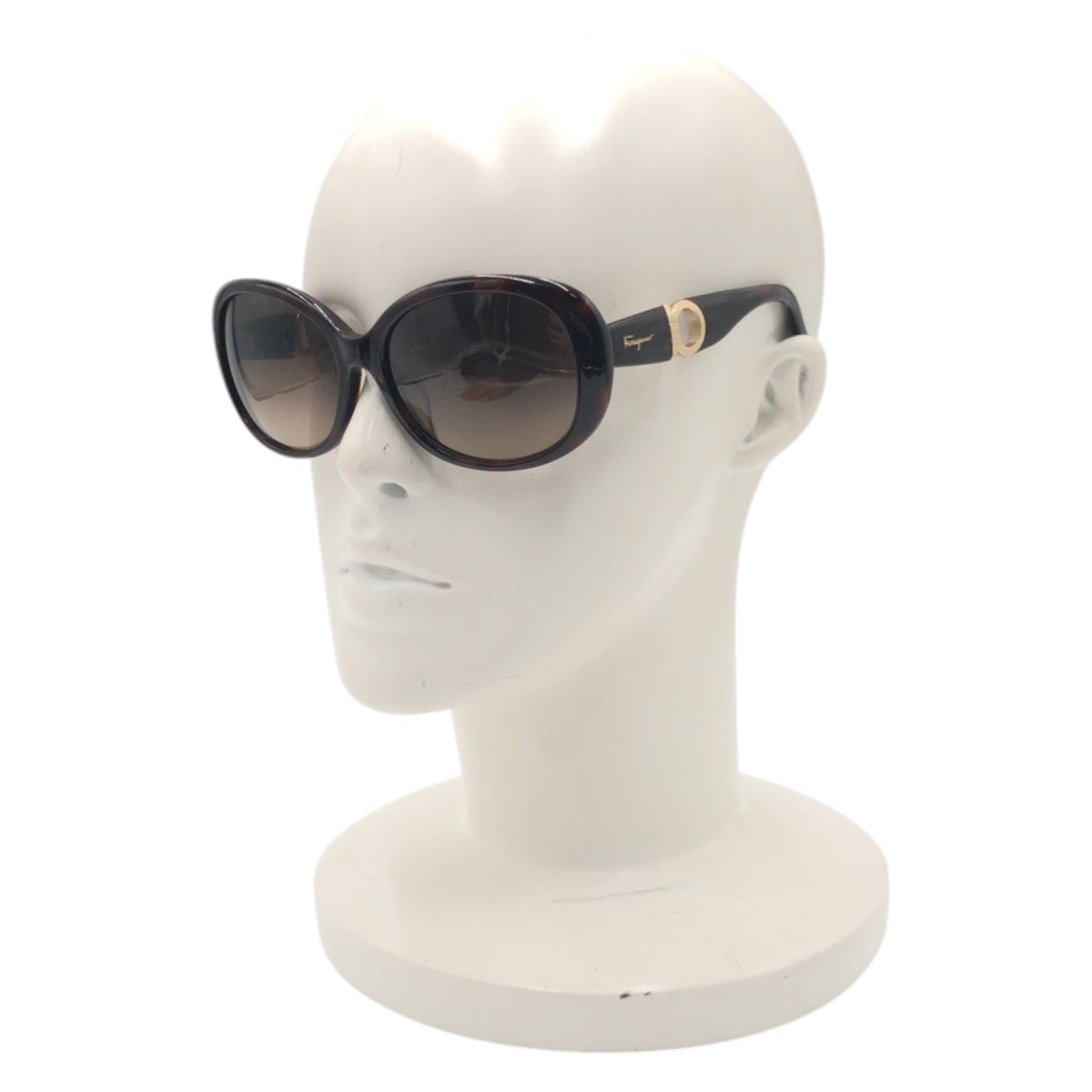 Salvatore Ferragamo Gancini Brown Gold Plastic SF734 SA 212 135 Sunglasses Butterfly Women