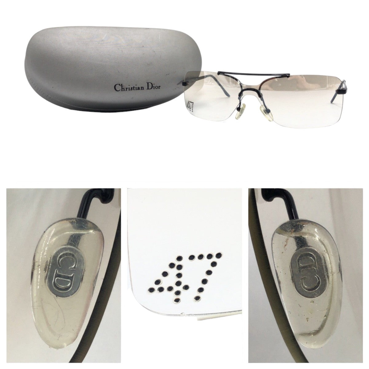 Dior ディオール 47 ラインストーン シルバー メタル DIOR 47 92T 125 サングラス スクエア  レディース