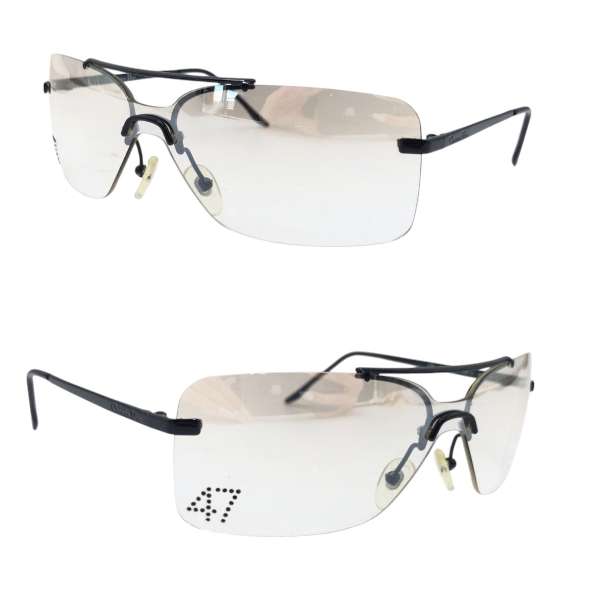 Dior ディオール 47 ラインストーン シルバー メタル DIOR 47 92T 125 サングラス スクエア  レディース