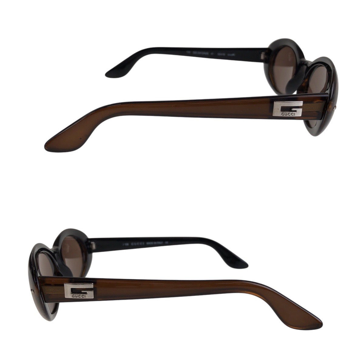 13596
GUCCI グッチ Gロゴ ブラウン シルバー金具 プラスチック 135 GG2413/N/S 5219 サングラス 男女兼用 オーバル  レディース