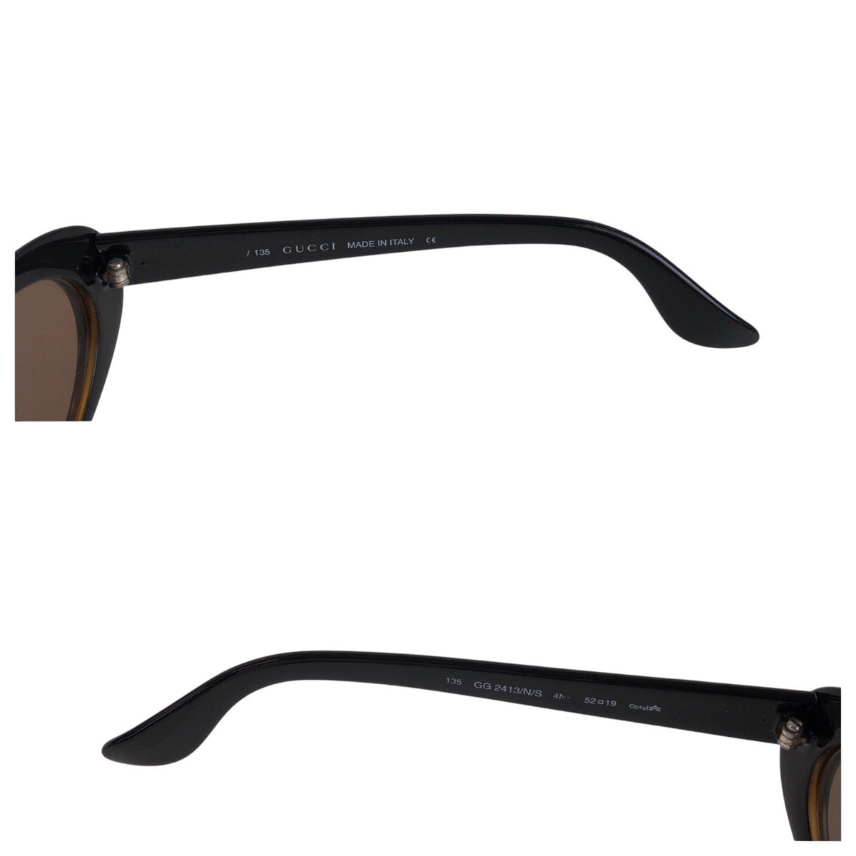 13596
GUCCI グッチ Gロゴ ブラウン シルバー金具 プラスチック 135 GG2413/N/S 5219 サングラス 男女兼用 オーバル  レディース