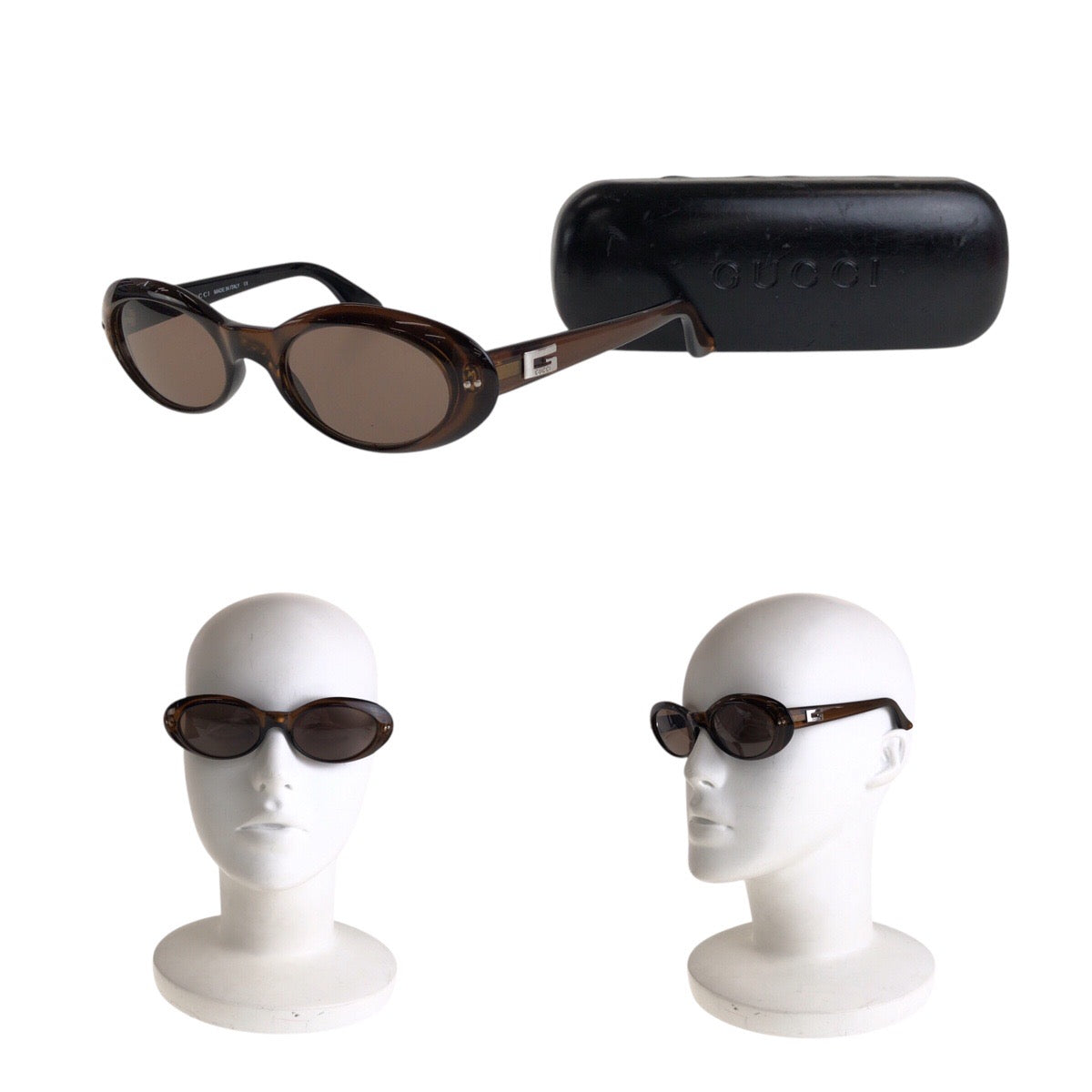 13596
GUCCI グッチ Gロゴ ブラウン シルバー金具 プラスチック 135 GG2413/N/S 5219 サングラス 男女兼用 オーバル  レディース