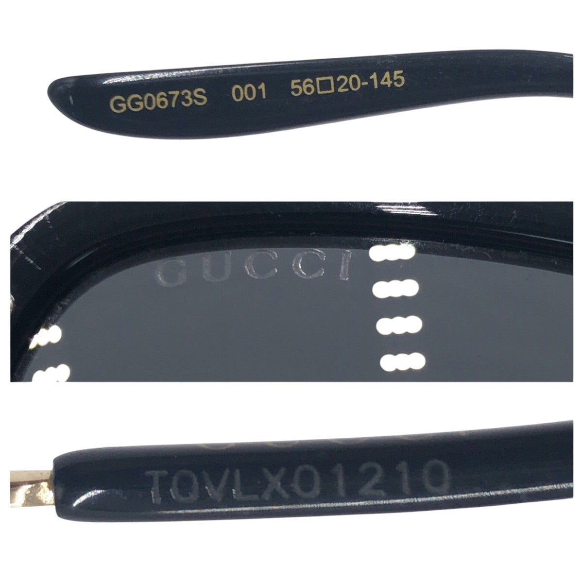 GUCCI グッチ ブラック 黒 メタル GG0673S oo1 56□20 145 サングラス スクエア  メンズ