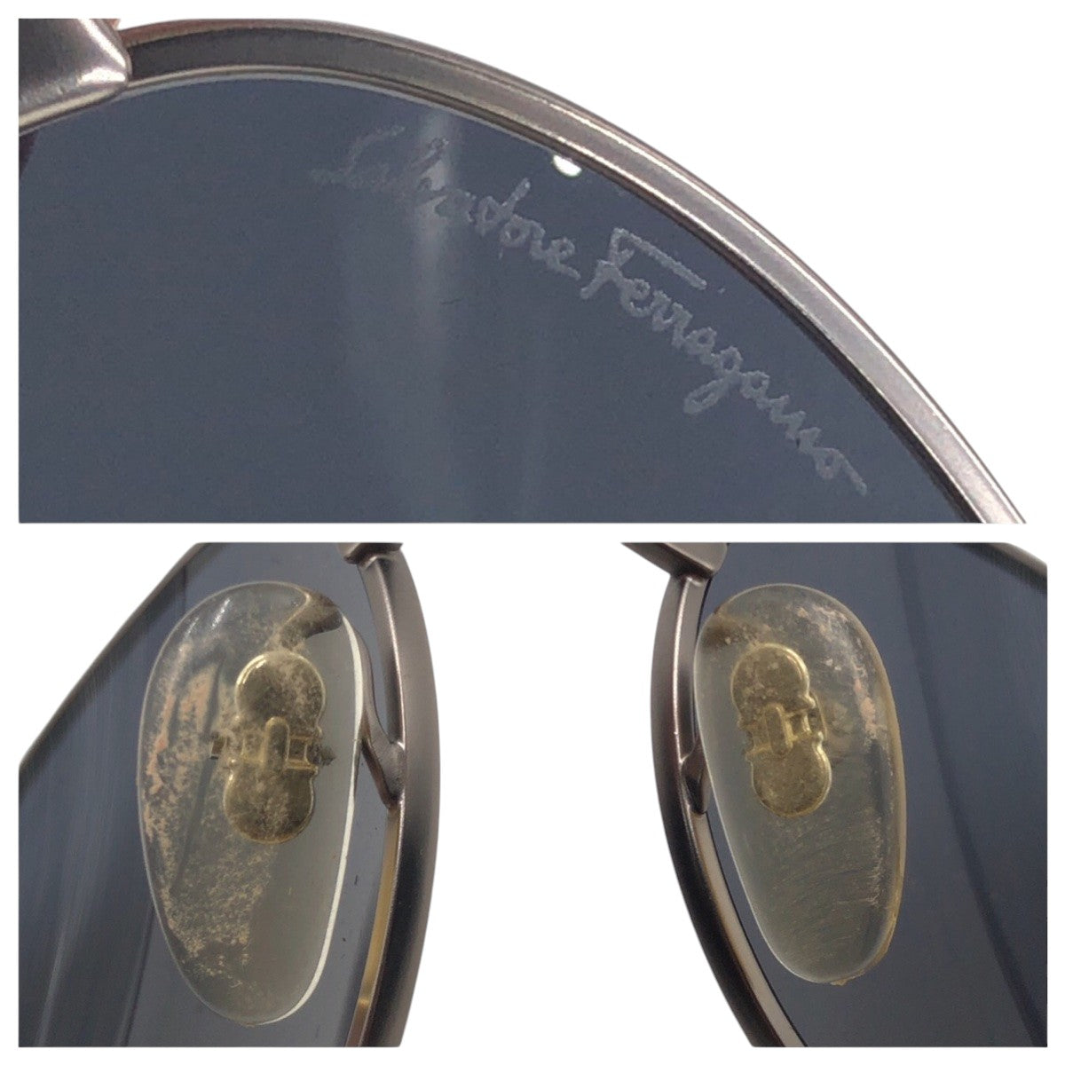 Salvatore Ferragamo サルヴァトーレフェラガモ シルバー ブラック 黒 メタル 1001 503-S101 135 サングラス 男女兼用 ラウンド  メンズ A5