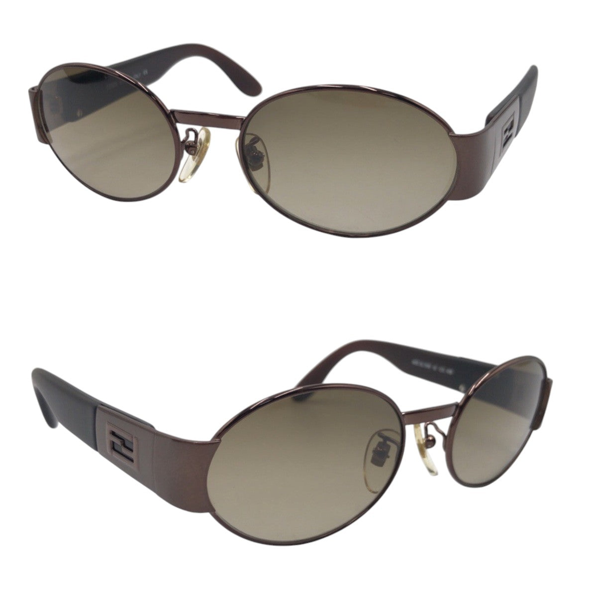 14155
FENDI フェンディ ヴィンテージ マンマロゴ ブラウン メタル MOD.SL.7209 52 Col K09 サングラス オーバル  レディース