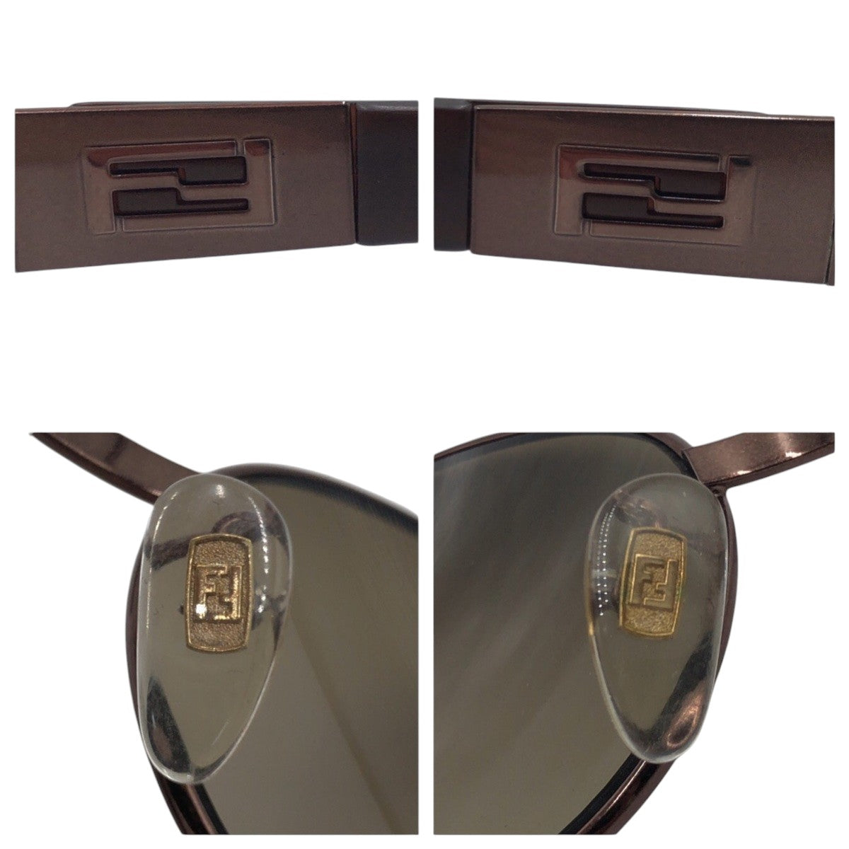 14155
FENDI フェンディ ヴィンテージ マンマロゴ ブラウン メタル MOD.SL.7209 52 Col K09 サングラス オーバル  レディース