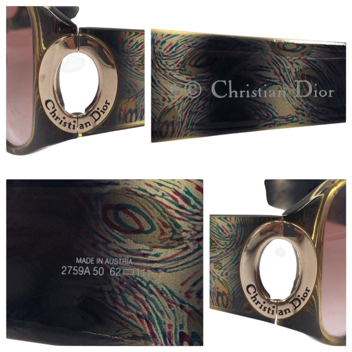 14156
Dior ディオール ヴィンテージ マルチカラー ゴールド プラスチック 2759A 50 62◻︎11 サングラス バタフライ  レディース