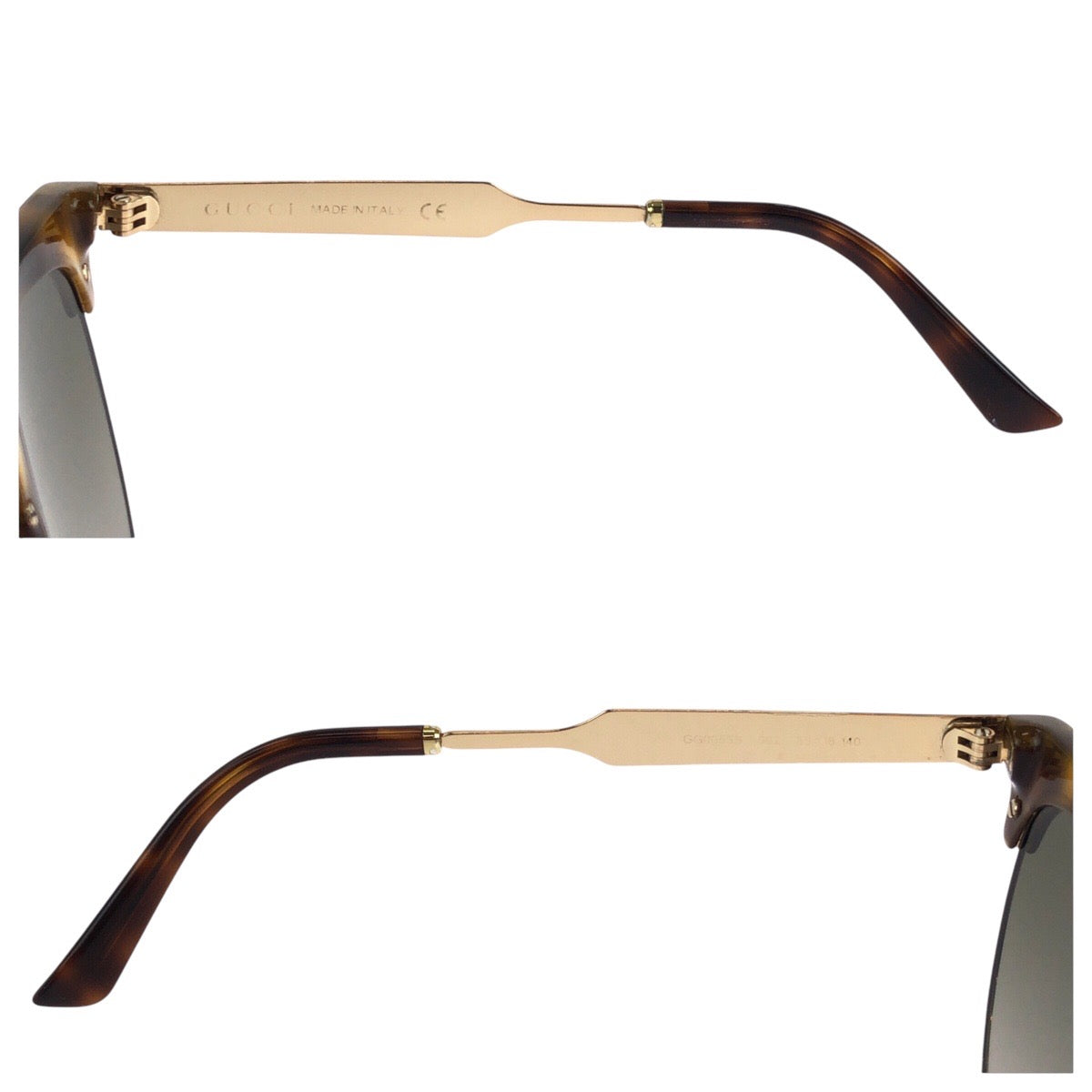 14157
GUCCI グッチ 琥珀柄 ブラウン イエロー ゴールド金具 プラスチック GG0055S 002 55□18-140 サングラス 男女兼用 ボストン  レディース
