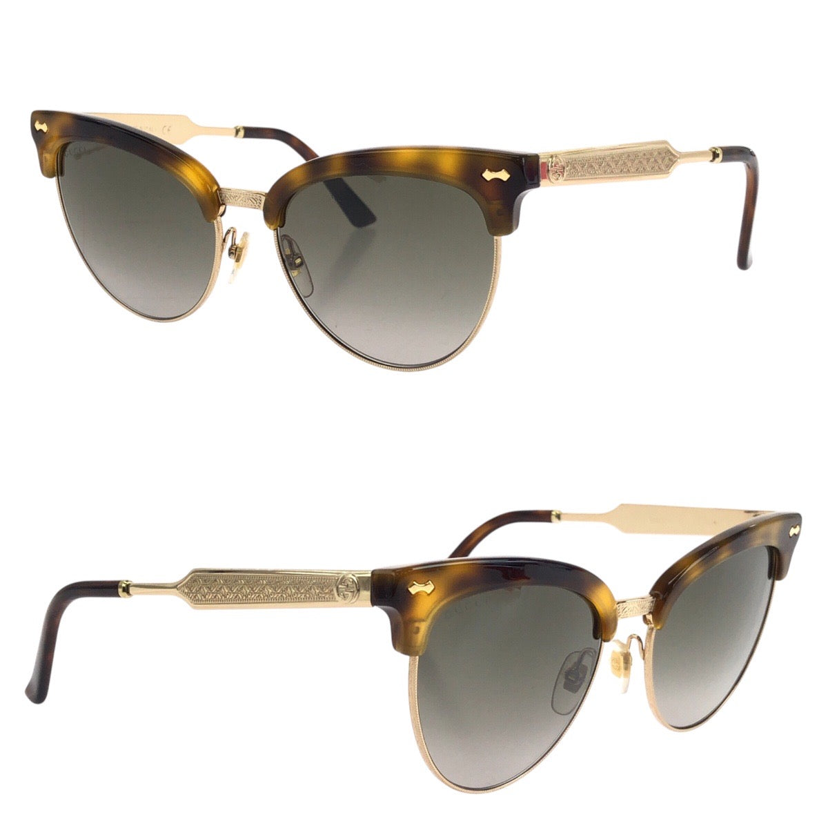 14157
GUCCI グッチ 琥珀柄 ブラウン イエロー ゴールド金具 プラスチック GG0055S 002 55□18-140 サングラス 男女兼用 ボストン  レディース