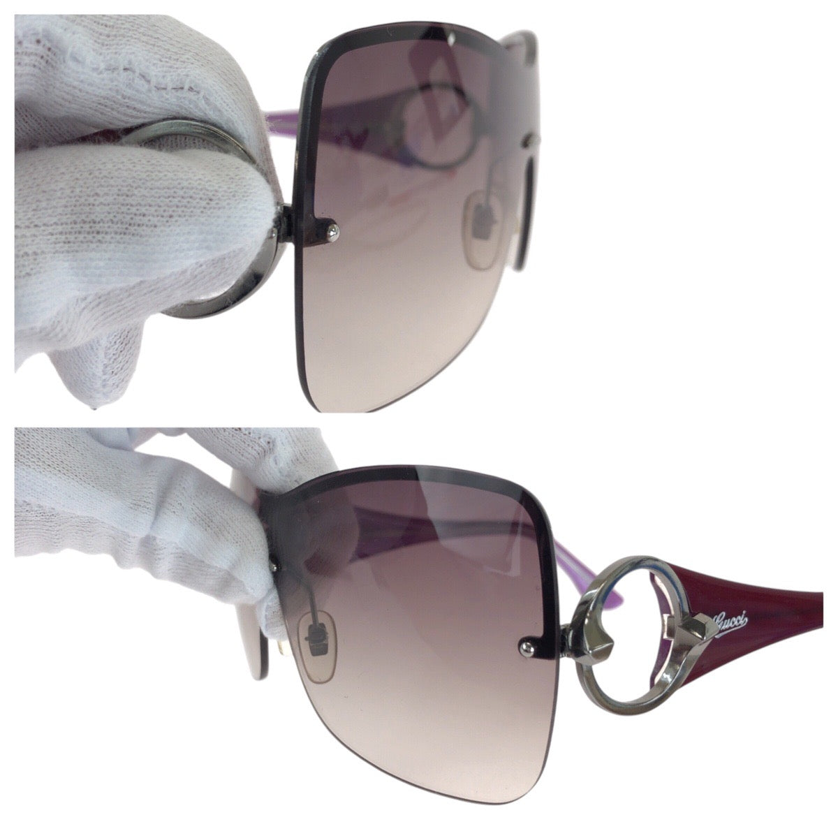 13602
GUCCI グッチ パープル シルバー金具 プラスチック GG2831/S サングラス バタフライ  メンズ