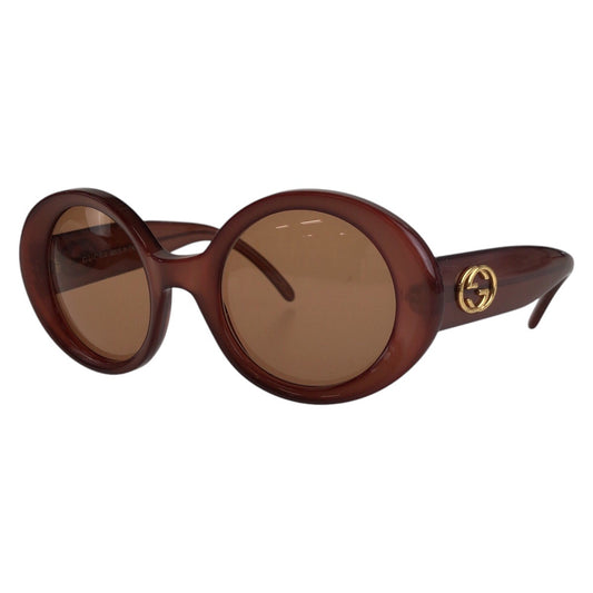 13603
GUCCI グッチ インターロッキング ブラウン ゴールド金具 プラスチック GG2410/S 1BY 4922 サングラス 男女兼用 ラウンド  レディース