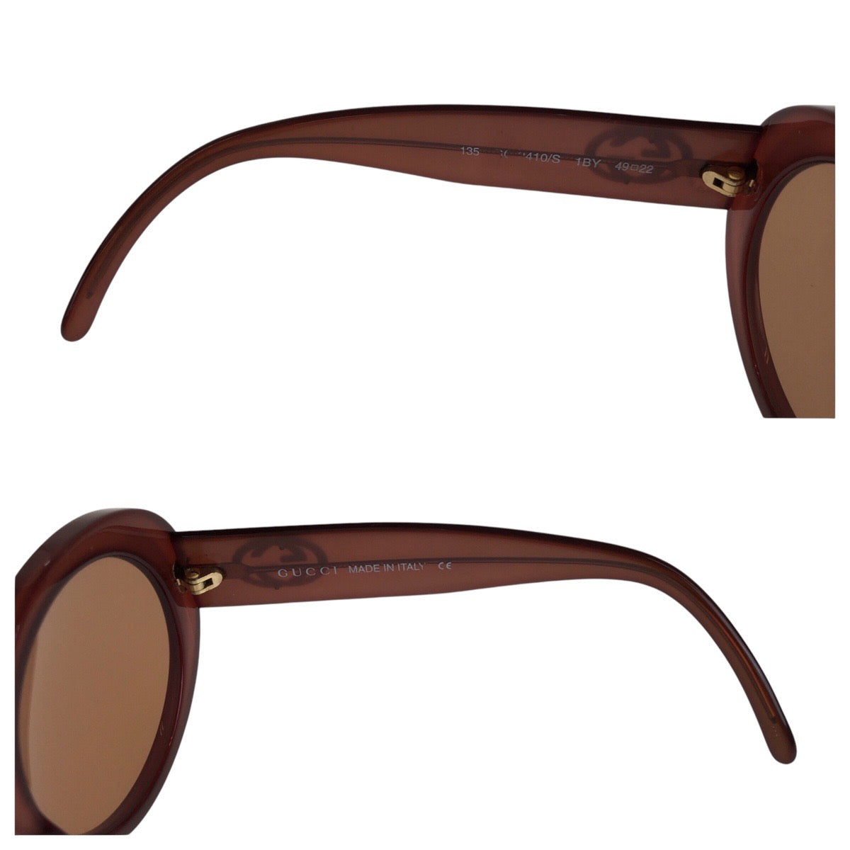 13603
GUCCI グッチ インターロッキング ブラウン ゴールド金具 プラスチック GG2410/S 1BY 4922 サングラス 男女兼用 ラウンド  レディース