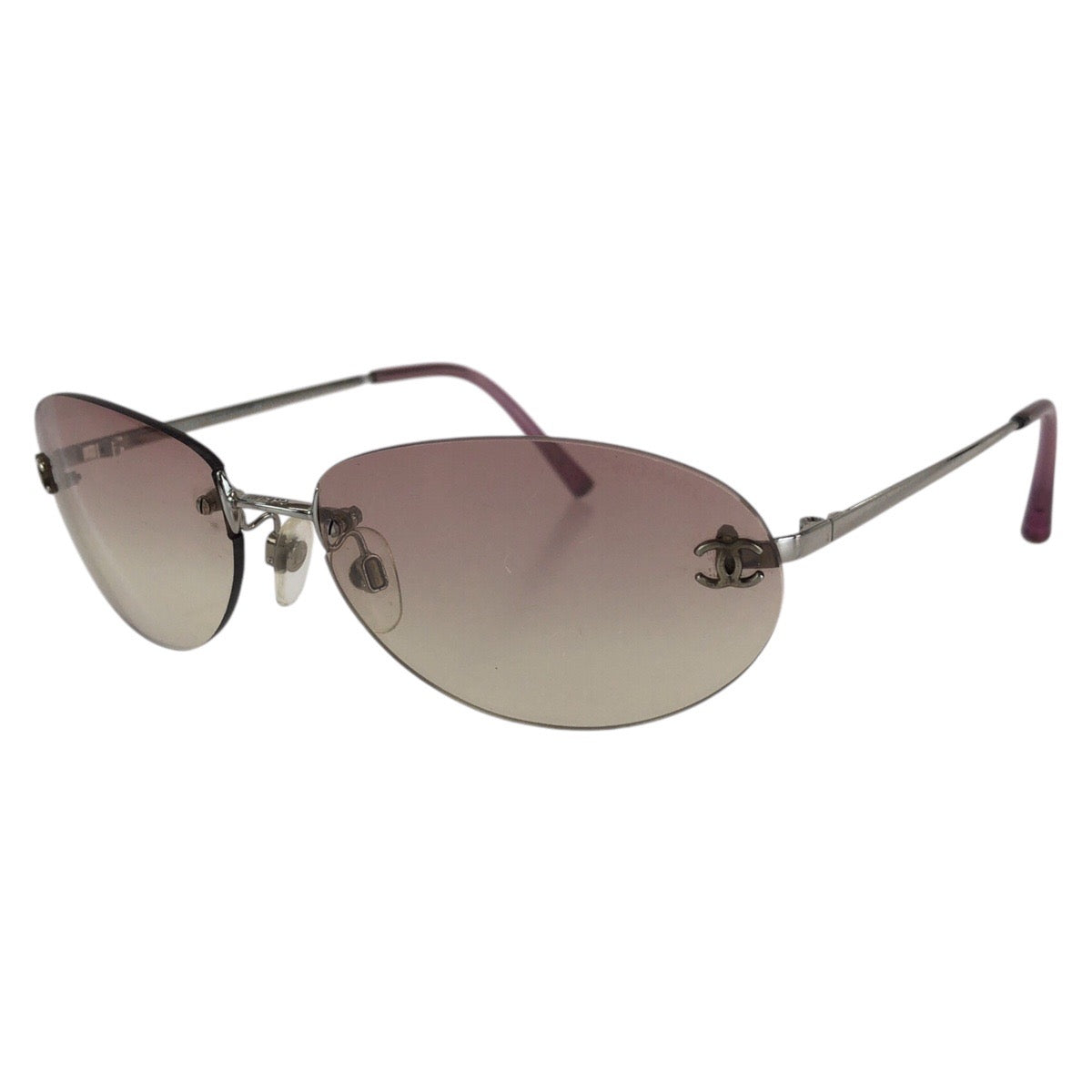 13606
CHANEL シャネル ココマーク パープル シルバー金具 メタル 4013 C.124/58 5916 130 サングラス オーバル  レディース