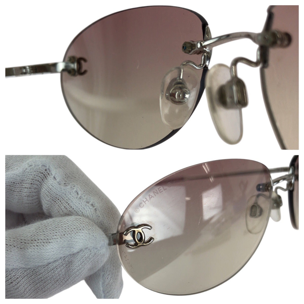 13606
CHANEL シャネル ココマーク パープル シルバー金具 メタル 4013 C.124/58 5916 130 サングラス オーバル  レディース