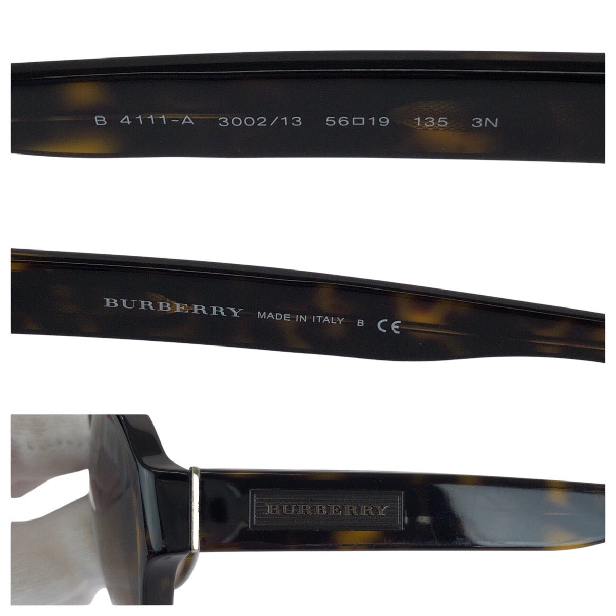 13609
BURBERRY バーバリー マーブル柄 ブラウン シルバー金具 プラスチック B 4111-A 3002/13 5619 135 N サングラス ボストン  レディース