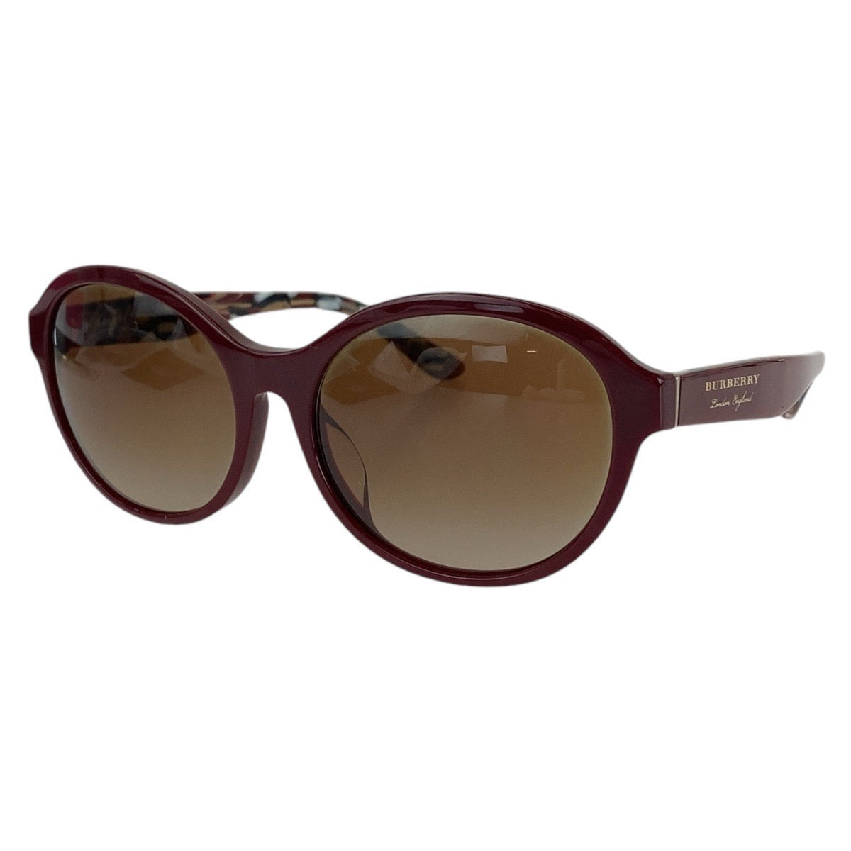 13611
BURBERRY バーバリー チェック柄 ブラウン ゴールド金具 プラスチック B 4274-D 3742/13 5817 140 3N サングラス オーバル  レディース