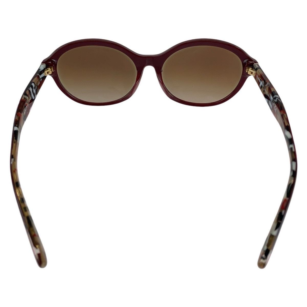 13611
BURBERRY バーバリー チェック柄 ブラウン ゴールド金具 プラスチック B 4274-D 3742/13 5817 140 3N サングラス オーバル  レディース