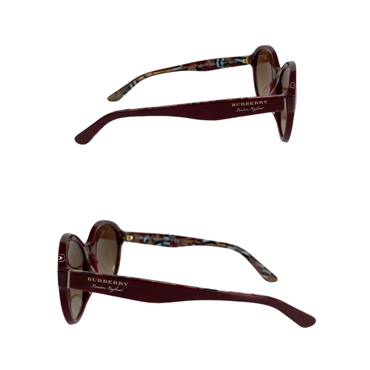 13611
BURBERRY バーバリー チェック柄 ブラウン ゴールド金具 プラスチック B 4274-D 3742/13 5817 140 3N サングラス オーバル  レディース