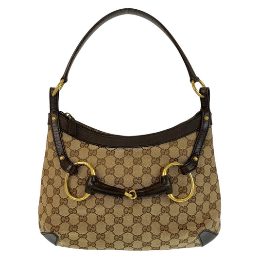 14159
GUCCI グッチ ホースビット ベージュ ブラウン ゴールド金具 GGキャンバス / レザー 114890 ショルダーバッグ  レディース