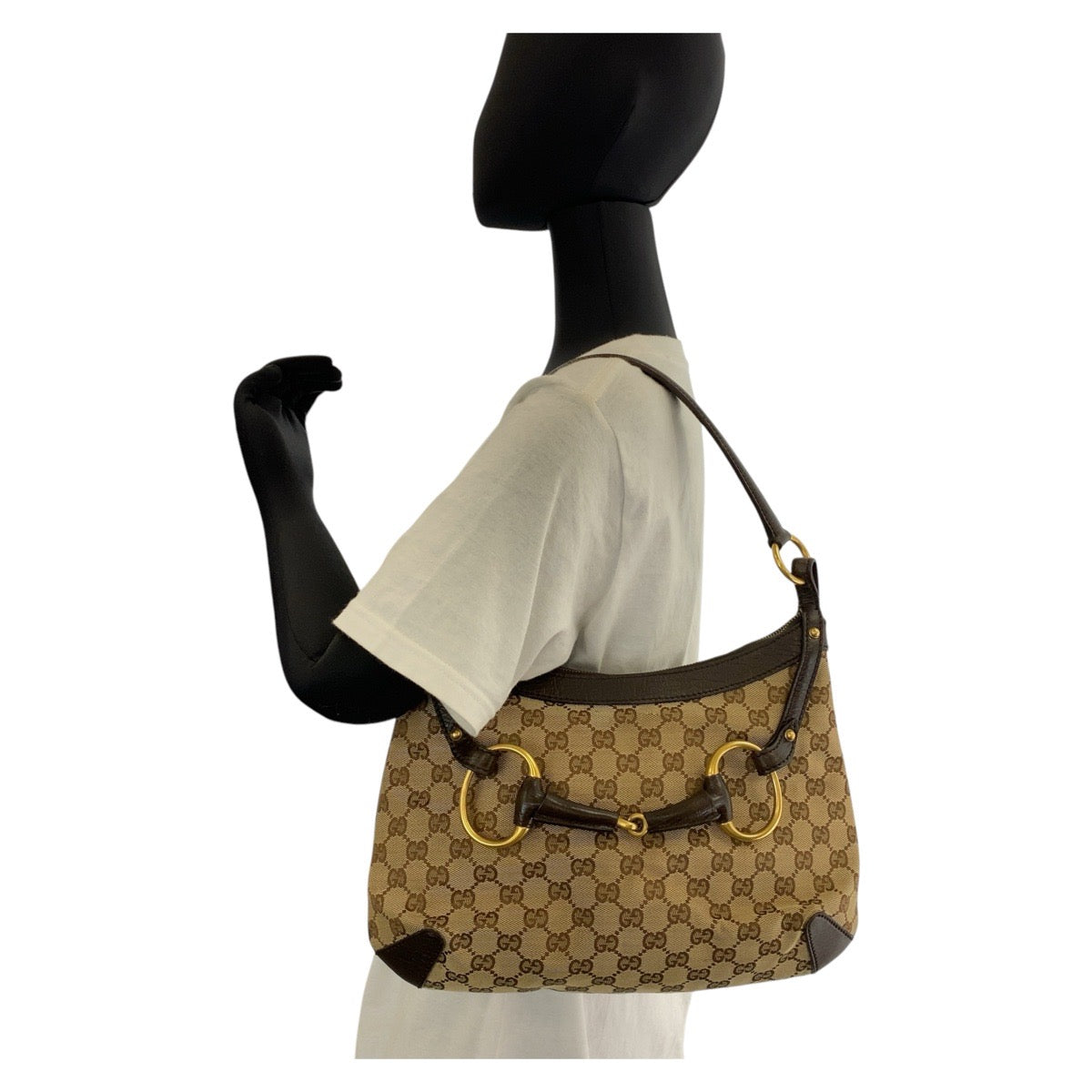 14159
GUCCI グッチ ホースビット ベージュ ブラウン ゴールド金具 GGキャンバス / レザー 114890 ショルダーバッグ  レディース