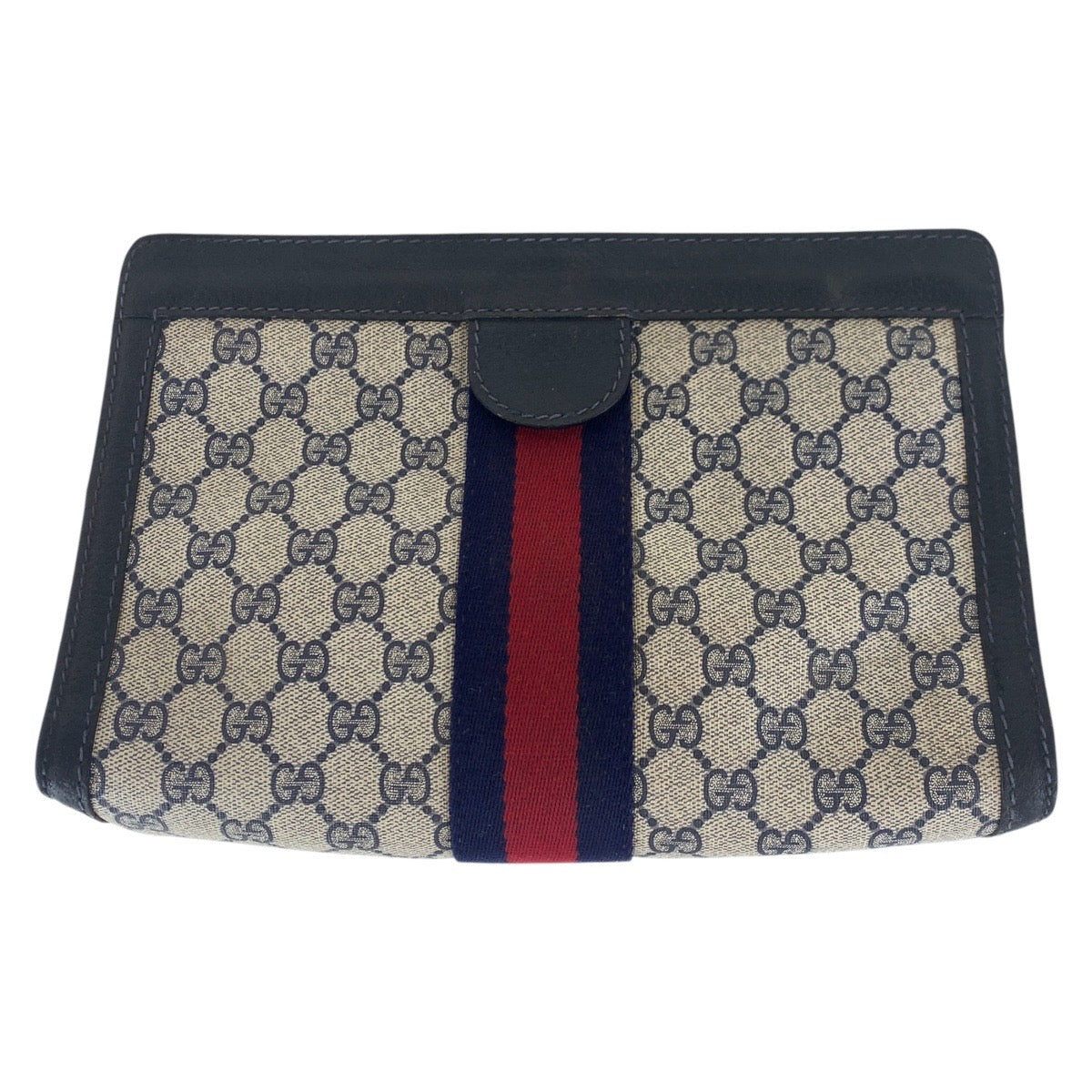 14160
GUCCI グッチ ヴィンテージ オールドグッチ シェリーライン ネイビー グレー GGキャンバス / レザー 64 014 2125 28 クラッチバッグ セカンドバッグ 男女兼用  レディース