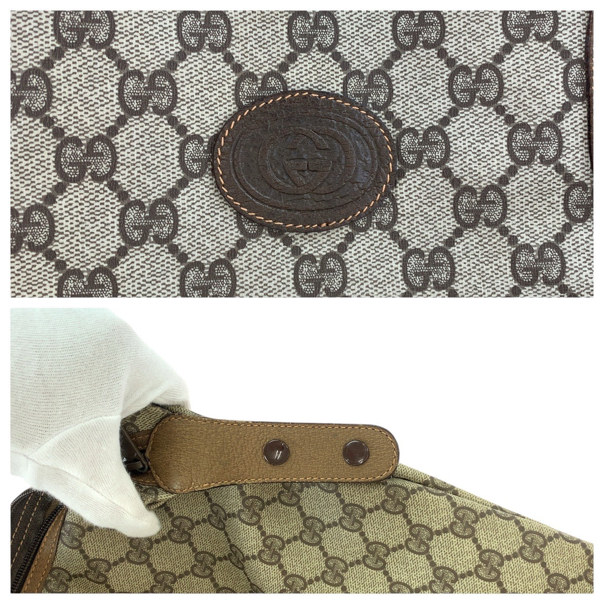 13612
GUCCI グッチ ヴィンテージ オールドグッチ シェリーライン インターロッキング ブラウン ゴールド金具 GGスプリームキャンバス / レザー 89 19 012 ボストンバッグ 男女兼用  レディース