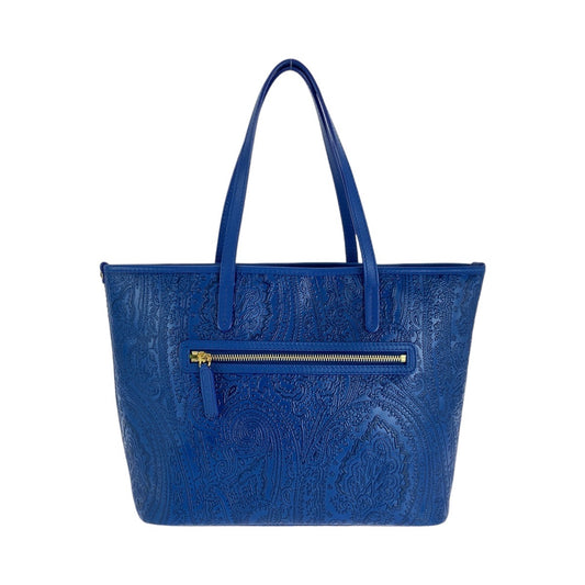 13613
ETRO エトロ マルゴット ブルー　ゴールド金具 レザー 1E601 トートバッグ ショルダーバッグ  レディース