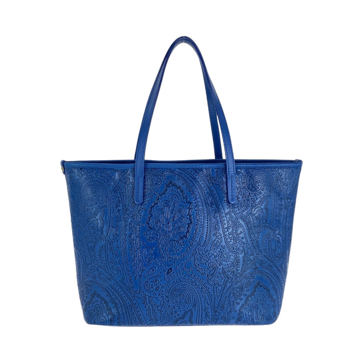 13613
ETRO エトロ マルゴット ブルー　ゴールド金具 レザー 1E601 トートバッグ ショルダーバッグ  レディース