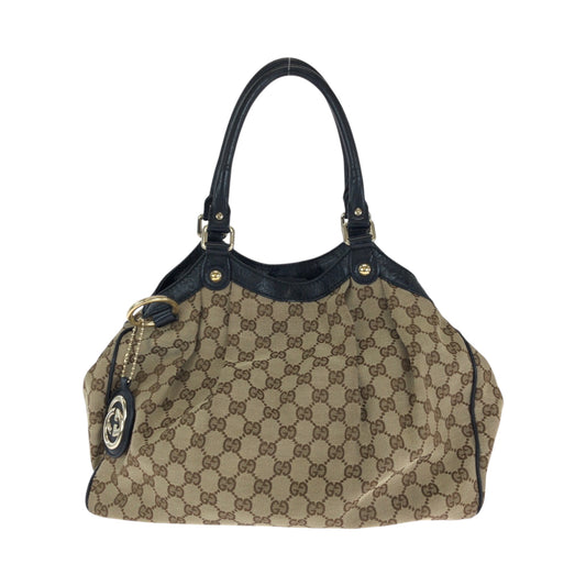 14161
GUCCI グッチ スーキー ブラウン ブラック 黒 ゴールド金具 GGキャンバス 211944 ショルダーバッグ トートバッグ  レディース