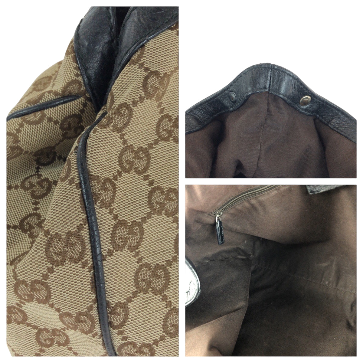 14161
GUCCI グッチ スーキー ブラウン ブラック 黒 ゴールド金具 GGキャンバス 211944 ショルダーバッグ トートバッグ  レディース