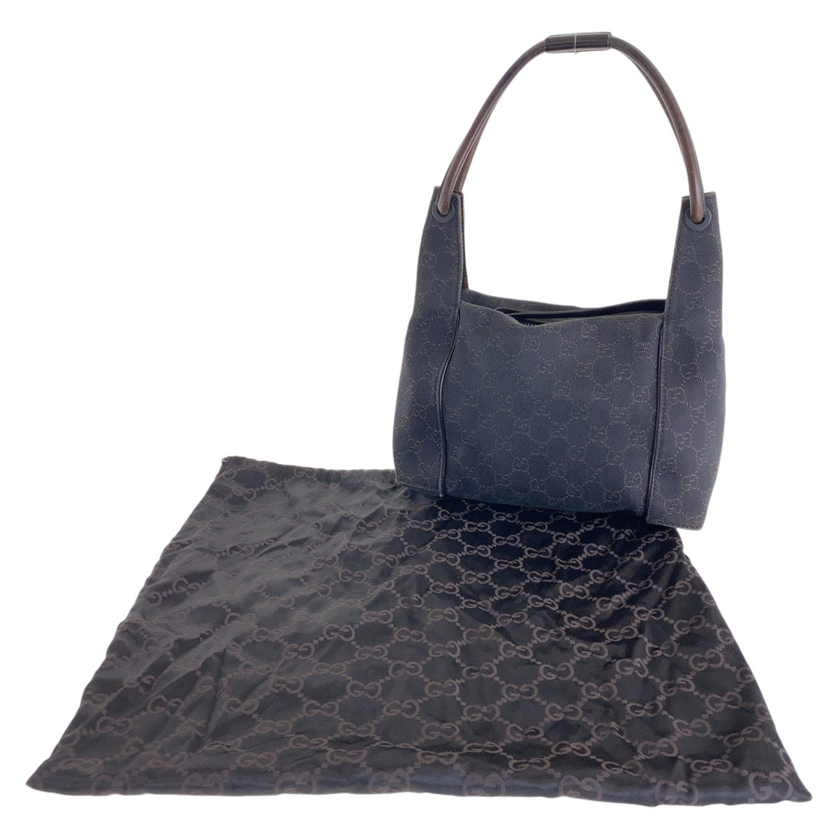 13616
GUCCI グッチ ブラウン シルバー金具 GGキャンバス 101333 ホーボー ショルダーバッグ ハンドバッグ  レディース
