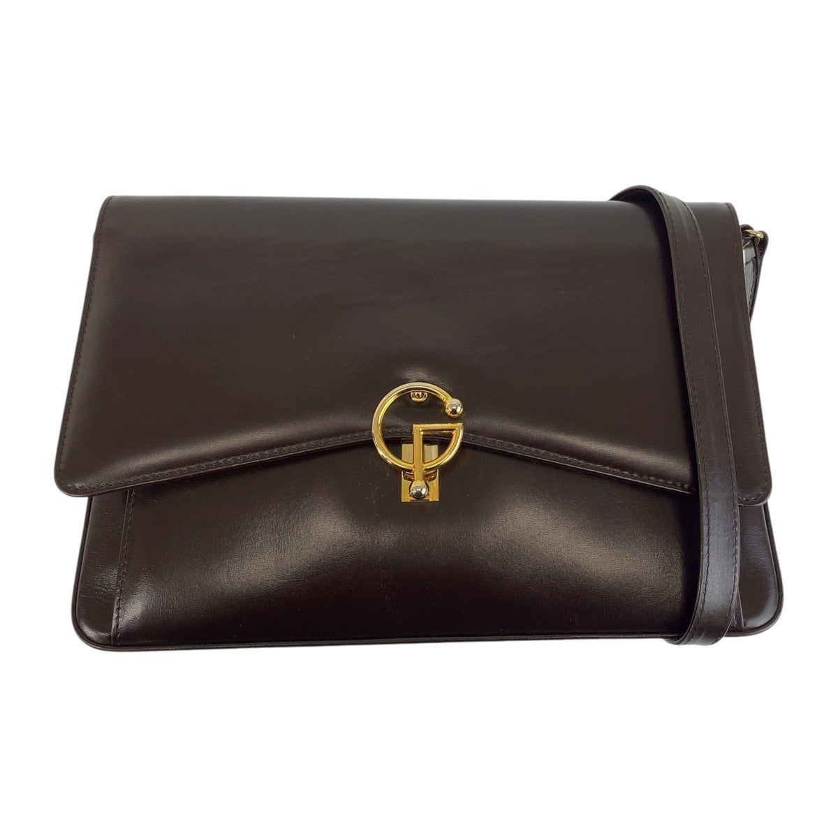14162
GUCCI グッチ ヴィンテージ ブラウン ゴールド金具 レザー ショルダーバッグ メッセンジャーバッグ レディース ABP32