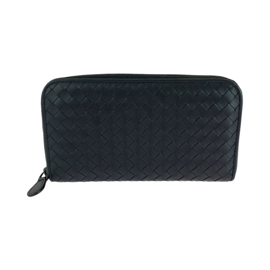 13617
BOTTEGAVENETA ボッテガヴェネタ イントレチャート ブラック 黒 シルバー金具 カーフ 長財布 ラウンドファスナー  メンズ
