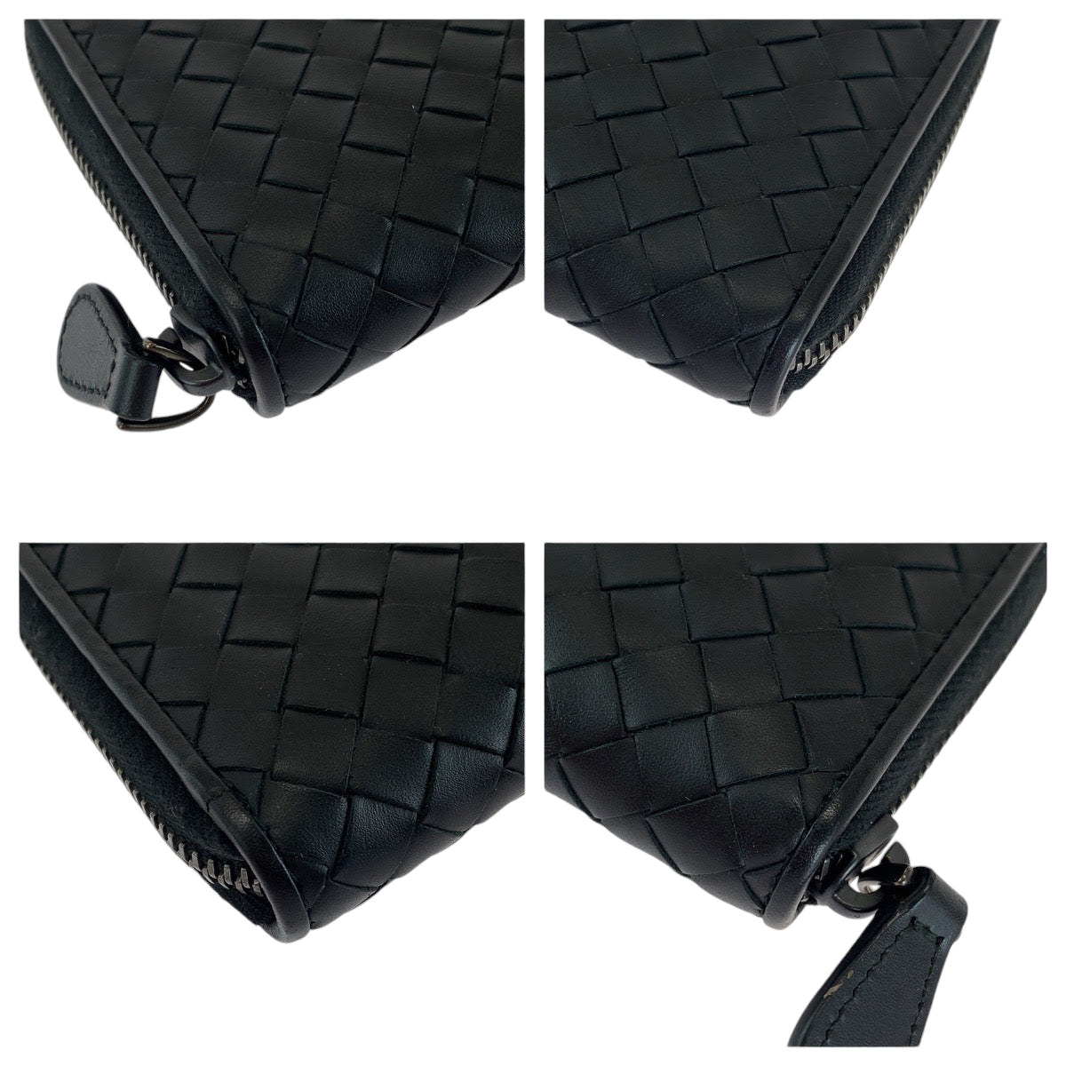 13617
BOTTEGAVENETA ボッテガヴェネタ イントレチャート ブラック 黒 シルバー金具 カーフ 長財布 ラウンドファスナー  メンズ