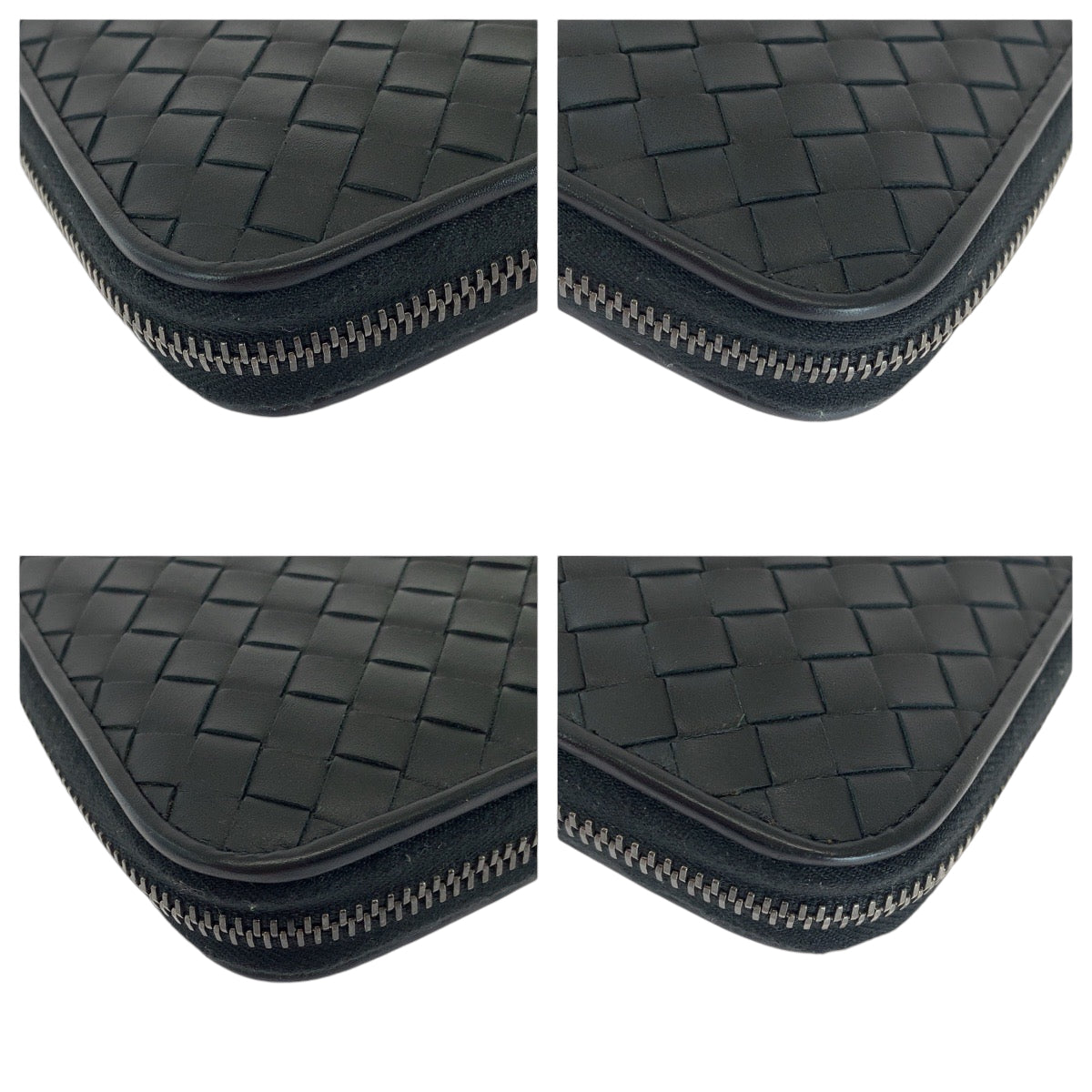 13617
BOTTEGAVENETA ボッテガヴェネタ イントレチャート ブラック 黒 シルバー金具 カーフ 長財布 ラウンドファスナー  メンズ